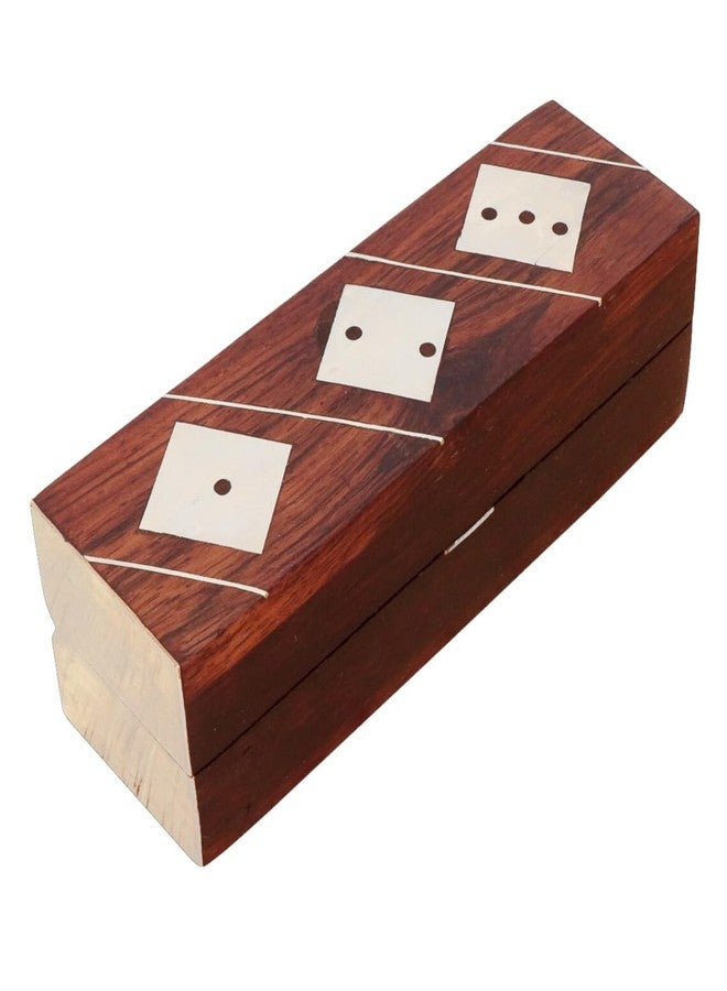 Timber Revival Co.® Dice Box Game Set Comes with 5 Dices - Brass Inlay Rolling Dice Holder Handcrafted Box Mini Travel Board Table Game Size 5x1.5x1.5 inches. - Image 4